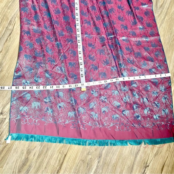 ✨ Enchanting SILK Pink and Teal SCARF/body wrap w Gypsy southwestern vibe - Picture 10 of 16